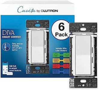 Lutron Diva Smart Dimmer Switch for Caseta Smart Lighting | Includes Wire Label Stickers | DVRF-6LS-WH-6 | White (6-Pack)