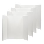 Desk Tech Large Tri-Fold Presentation Board - 36 x 48 inches - Sturdy Corrugated Paper - White - Perfect for School Projects, Exhibitions, Workshops, 4 Pcs