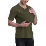 Kangaroo Shirt for Dad and Baby V Neck Short Sleeve Kangaroo T Shirt Mens Kangaroo Shirt Dad Kangaroo Shirt with Hat (Green,L)