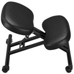 Yaheetech Ergonomic Kneeling Chair Height Adjustable Office Stool Knee Support Chair Orthopaedic Posture Chairs with Soft Cushion & Brake Casters Black