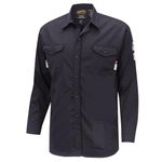 Pioneer FR Arc Rated Button-Up Safety Shirt for Men - Flame Resistant - ARC 2 PPE 10 Cal - Navy Blue