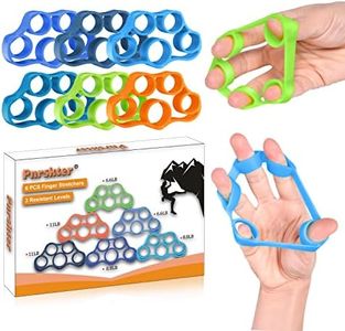 Hand Grip Strengthener, Finger exerciser, Grip Strength Trainer (6 PCS),NEW MATERIAL,Forearm grip workout, Finger Stretcher, Relieve Wrist Pain, Carpal tunnel. (Finger exerciser)