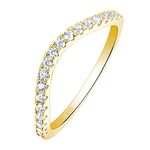 Newshe Curved Wedding Bands for Women Stacking Sterling Silver Eternity Rings Cz Wishbone Yellow Gold Size 4