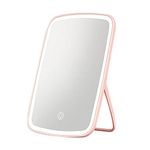 Jordan&Judy Makeup Vanity Mirror with 42 Led Lights, 9.5in Touch Control with Brightness Adjustable, 3 Color Lighting,USB Rechargeable 2400mA Batteries Portable Travel Mirror (Pink)