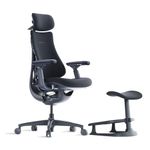 LiberNovo Dynamic Ergonomic Office Chair with Footrest, Adjustable Desk Chair with Adaptive Lumbar Support, 160° Recline, Built-in Spine Stretch, for Home Office and Long Hours, Black 48cm
