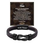 BOCHOI To My Man Infinity Leather Bracelet for Men Love Anniversary Birthday Valentines Day Gift, Presents for Men I Love You Gifts for Him Husband Boyfriend Mens Fiance Jewelley Gift