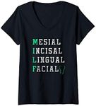 Womens MILF Mesial Incisal Lingual Facial Dental Assistant V-Neck T-Shirt