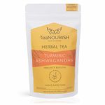 TeaNOURISH Turmeric Ashwagandha Herbal Tea | CAFFEINE-FREE Tisane | Indian Superfoods Blended with Black Pepper & Licorice | Supports Immunity | 100% NATURAL INGREDIENTS - 3.53oz/100g