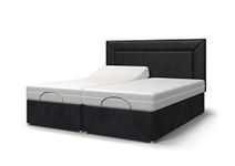 Backcarebeds Majestic Twin (4Ft' 6Inch Double) Electric Adjustable Bed Comes with Memory Foam Mattress & Quiet Motors | Mobility Beds | Headboard 3C in Hidestyle Black Colour