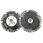 DT-DIATOOL Diamond Turbo Saw Blade with Slant Protection Teeth 2PCS 4 Inch / 105mm Cutting Disc with M14 Thread for Concrete Tile Granite Marble Masonry