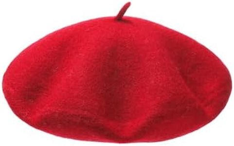 AWAYTR Wool French Beret Hats - Solid Color Artist Beret Hat for Women and Kids (Red,Kids)