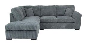 Sofa Selection Jumbo Cord Elegant L Shape 4-Seater Left-Facing Corner Sofa Set, Your Comfort Haven in the Living Room, Our Stunning Jumbo Cord Sofa Collection (Left Hand Facing, Grey)