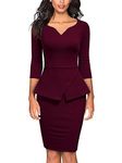 Miusol Women's V-Neck Ruffle Style Cocktail Party Pencil Dress