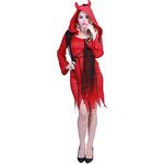 KuJee Halloween Red Hot Devil Classy Hooded Dress For Girls (15-17 Years)