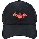 Concept One DC Comics Batman Embroidered Red Logo Cotton Adjustable Baseball Hat with Curved Brim, Black, One Size, Black, One size