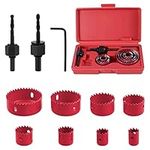 HSEAMALL Hole Saws,11PCS 19-64mm Carbon Steel Hole Saw Cutter Kit,Downlights Drill Bit Tools for Wood, Plasterboard, Plastic,Red