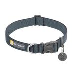 RUFFWEAR Hi & Light Collar, Extra Small Dog Collar with Aluminium D-Ring, Adjustable Length Pet Dog Collar, Comfy Soft Fabric, Animal Collar with Dog Lead Attachment Ring, 23-28cm, Basalt Grey