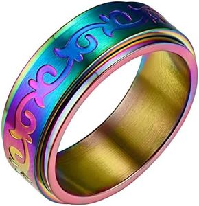 FindChic Spinner Rings for Men Mix Color Irish Celtic Knot Fidget Rotating Band Ring Anxiety Ring Size 8 Worry Stress Relief Playable Wedding Bands Couple Jewelry