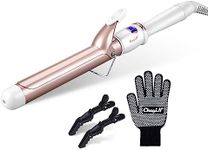 CkeyiN Curling Wands 32mm, Curling Irons for Long&Short Hair with Glove 80 ℃ ~ 230 ℃ Adjustable,Automatic Shut-Down,LCD Screen