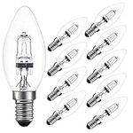 DoRight 10 Pack 42W Halogen Light Bulbs, E14 Halogen Candle Bulb Dimmable Warm White 2700K C35 Small Edison Screw Bulbs 613LM Halogen Bulbs for Wall Light, Touch Lamp, Chandelier, Electric Fire