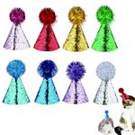 8 Pcs Cat Birthday Hat, Dog Birthday Hat, Hat Dog Birthday Hat Party Hats, Mini Party Hats, Dog Birthday Bandana for Dog Puppy Cats Kittens Holiday Wedding Puppies Kittens Costume Accessories