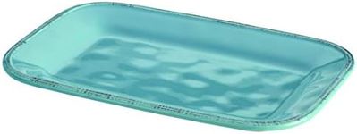 Rachael Ray Cucina Dinnerware Stoneware Rectangular Platter, 8-Inch by 12-Inch, Agave Blue