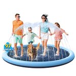 VISTOP Non-Slip Splash Pad for Kids and Dog, Thicken Sprinkler Pool Summer Outdoor Water Toys - Fun Backyard Fountain Play Mat for Baby Girls Boys Children or Pet Dog (97 inch, Blue&Blue)