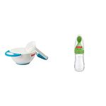 Fisher-Price Baby Food Mash and Serve Bowl Set, Blue & Fisher-Price Squeezy Silicone Food Feeder, Green, 125ml