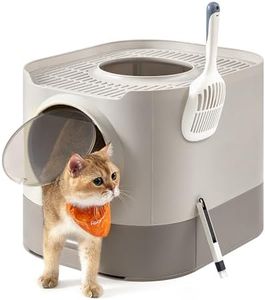 Feandrea Arenero Cerrado para Gatos, Caja de Arena para Gatos XXL, con Tapa, Bandeja Extraíble, Recogedor, Cepillo, Gatos Grandes, Menos Rastro, Antipérdida, Color Avena y Gris Cálido PPT002G01
