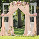 Peach Wedding Arch Drapes 2 Panels 20FT Wedding Arch Draping Fabric Chiffon Fabric Drapery Arches Decorations for Ceremony Wedding Backdrops for Reception Bridal Archway Ceiling Drapes for Backdrop