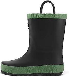 K KomForme Kids Rain Boots, Waterproof Rubber Matte Boots with Easy-on Handles