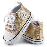 myggpp Baby Girls Canvas Shoes Sneakers Infant First Walking Shoes Walkers Anti-Slip Prewalkers 12-18 Months Gold