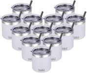 HASLE OUTFITTERS 10oz Insulated Tumblers with Lid and Straw,Stainless Steel Tumbler Travel Coffee Mug,Double Wall Reusable Tumbler Cup for Iced and Hot Drinks(White,12 Pack)