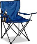 Vencier Folding Camping Chair – Outdoor Portable Garden Chair, Lightweight Design Lounger Seat with Cup Holder – Ideal for Summer to go Beach, Sun Bathing, Fishing, Parties, Trips and BBQs (Blue)