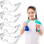 Congralala 4 Pack Kid Safety Glasses,Kid Protective Goggles,Lightweight Anti-Fog Kids Lab Goggles,Clear Lens Eye Protection (Clear)