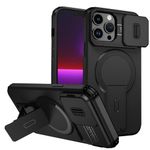 ShieldTech MagStand Series Case for iPhone 13 Pro Max | Mobile Phone Cover with Sliding Camera Shield, Mag-Safe, Kickstand, Shockproof for Apple iPhone 13 Pro Max – Black