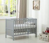 mcc direct Cot Bed Wooden Baby Cot Toddler Bed Premier Aloe Vera Water Repellent Mattress Orlando (Grey)