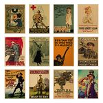 World War 1 Vintage Posters for Room Aesthetic Retry History WW1 Propagate Posters Set Room Decor 8.27"X11.8" Pack 12