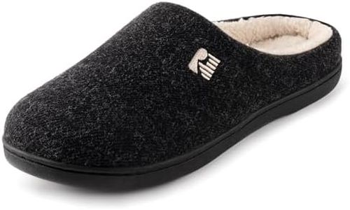 RockDove Men's Sherpa Lined Memory Foam Clog Slipper Size 9-10 US Men, Black/Natural