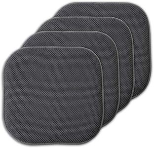 Sweet Home Collection 4 Pack Memory Foam Honeycomb Nonslip Back 16" x16" Chair/Seat Cushion Pad,Charcoal Gray