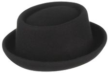 GEMVIE Pork Pie Hat for Mens Womens 100% Wool Felt Fedora Trilby Hat Black Adult Unisex Porkpie Hats