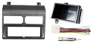 1988-1996 Black Chevrolet & GMC Complete Single Din Dash Kit + Pocket Kit + Wire Harness + Antenna Adapter. (Chevy,Crew Cab Dually, Full Size Blazer, Full Size Pickup, Suburban, 1995, 1996)