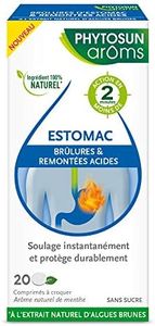 PHYTOSUN AROMS - Brûlures d'estomac et Remontées Acides - Arôme Naturel Menthe - Sans Sucre - 20 Comprimés à Croquer