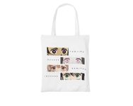 Eshaaver, Anime Graphic Printed Tote Bag| Suitable for Shopping/College/Beach/Travel Multi-Purpose| Tote Bag for women| 15 KG Capacity| Zipper Closure|Unisex | Canvas| White-TBDS005