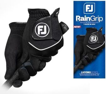 FootJoy Men's RainGrip Golf Glove, Black, Cadet Medium/Large, Pair