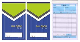 FIRST CLICK Bill Book Sheets 100 x 2 Sets Pre Printed Bill/Invoice Format with Free Carbon Inside Size 22 x 14 cm (100 Printed Format + 100 Plain Sheet) 2 Booklets 100 Sheet in Pack.