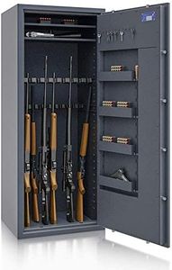 SafeHero Waffenschrank Klasse 0 EN 1143-1 Secureo Hawk 20 XL | Waffenschrank 0 für 20 Langwaffen | Langwaffenschrank mit Schlüsselschloss | Zugelassener Waffenschrank Langwaffen, Kurzwaffen + Munition