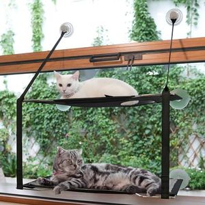LIFIS Cat Window Perch Folding Cat Hamock for Closing Curtain Up to 50lb Metal Frames Double Layers Window Bed Soft Mats Sunny Seat