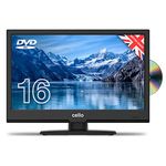 Cello C1620FS 16 inch Full HD LED TV built in DVD Freeview HD Built in satellite receiver with HDMI and USB for recording from Live TV, Made In The UK