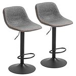 HOMCOM Bar Stools Set of 2, Swivel Counter Height Bar Stools with Adjustable Height and Footrest, PU Leather Upholstered Kitchen Stool for Breakfast Bar, Grey